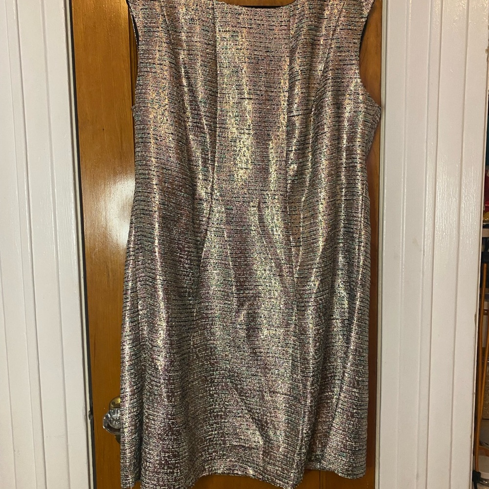 Sleeveless rose gold Tahari dress